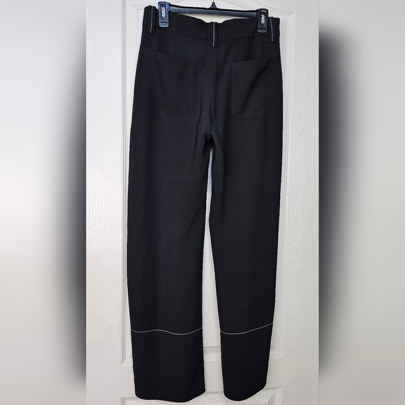 Zara Women's Wide Leg Dress Pants With Contrasting Topstitching, Black, XS - Picture 6 of 7